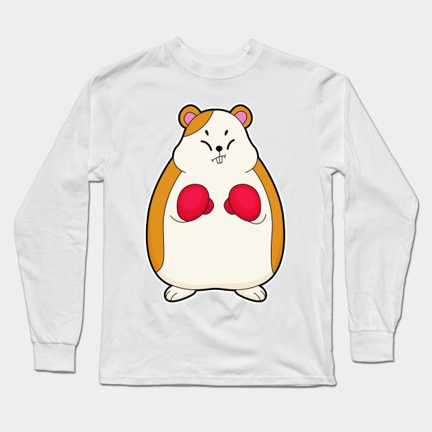 Hamster as Boxer with Boxing gloves Long Sleeve T-Shirt by Markus Schnabel